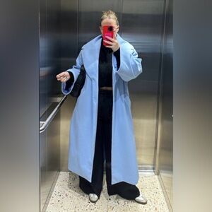 Hutch Oversized Collar Overcoat, Blue